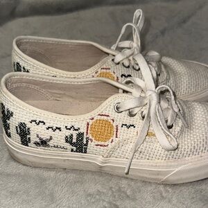 Vans Canvas Sneakers with Embroidered Designs - Cactus
